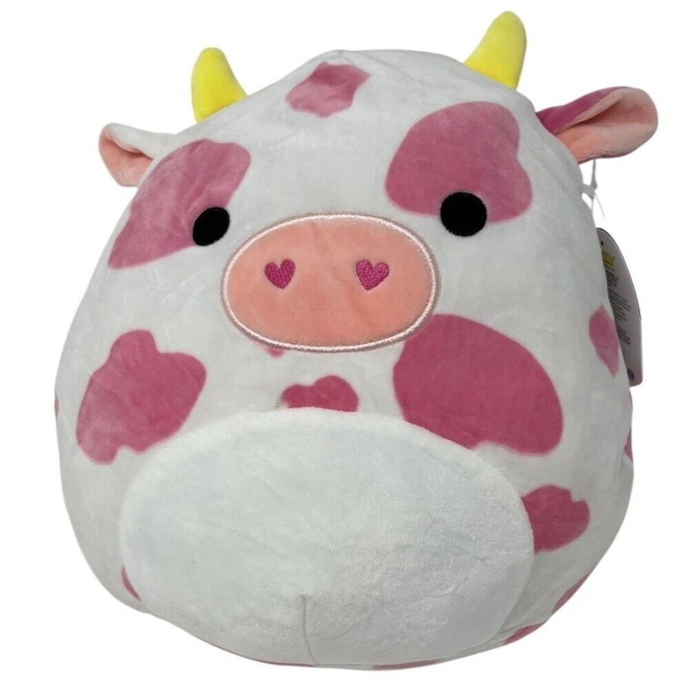 Squishmallows Evangelica Cow Pink White Hearts Plush Size 11” Kawaii Pastel NEW